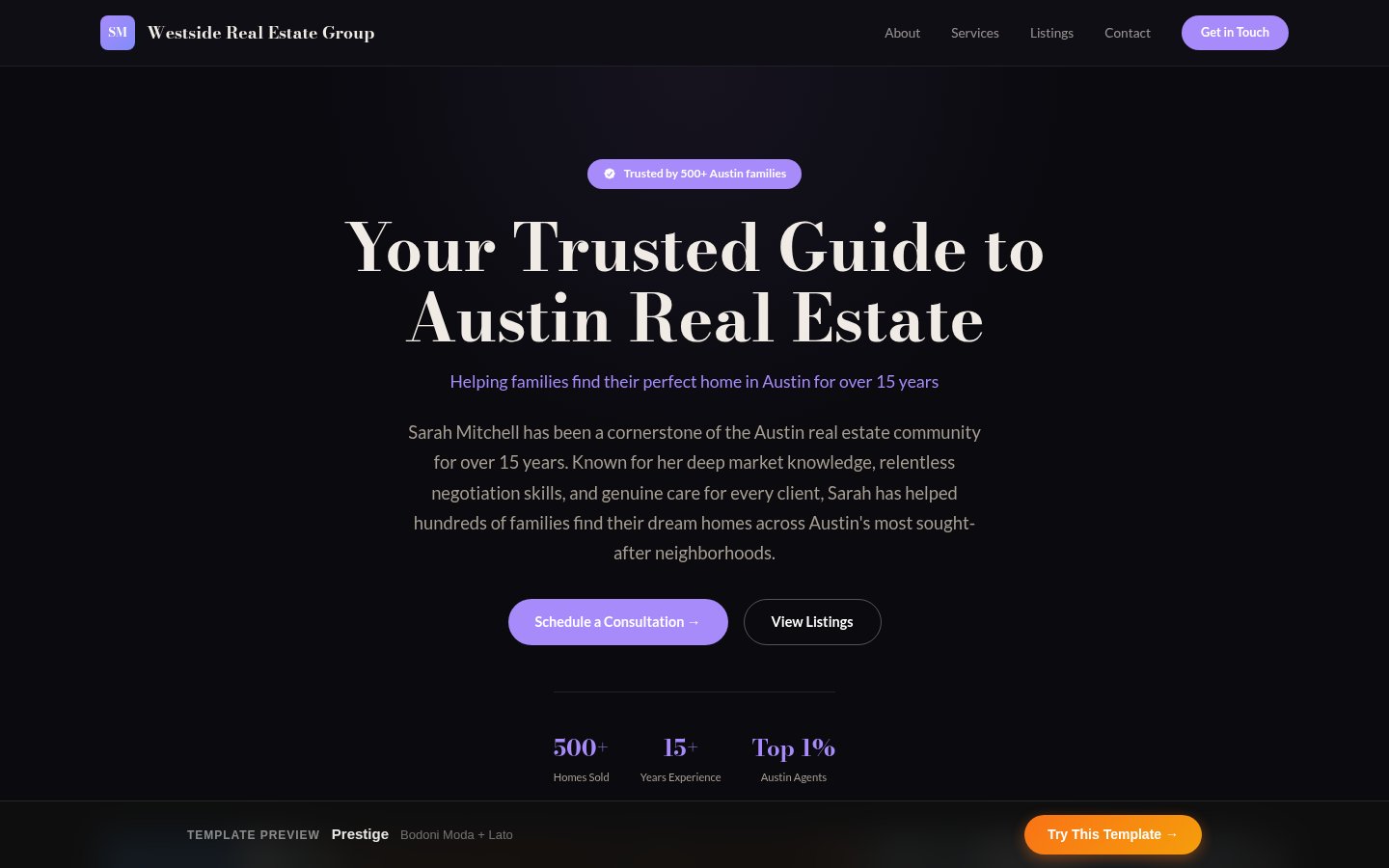 Prestige template preview